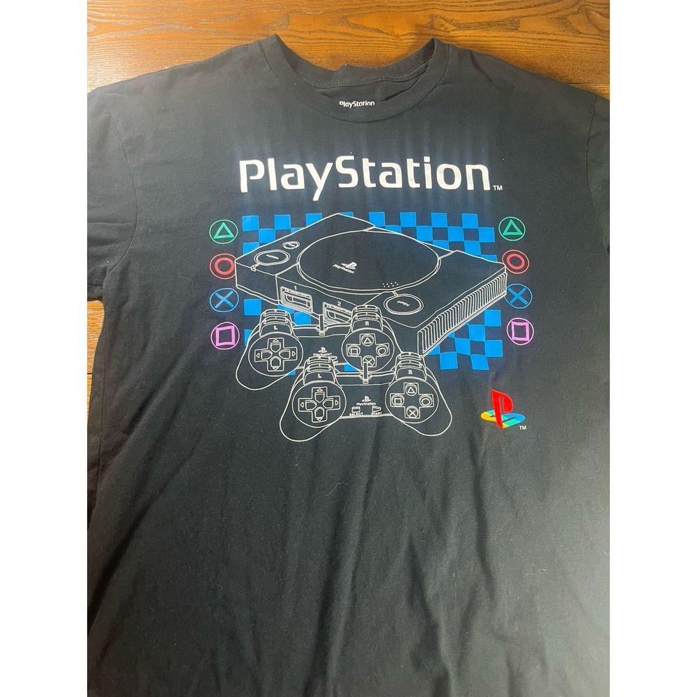 VINTAGE STYLE PLAYSTATION PS1 Video Game System Black T-Shirt MENS Large